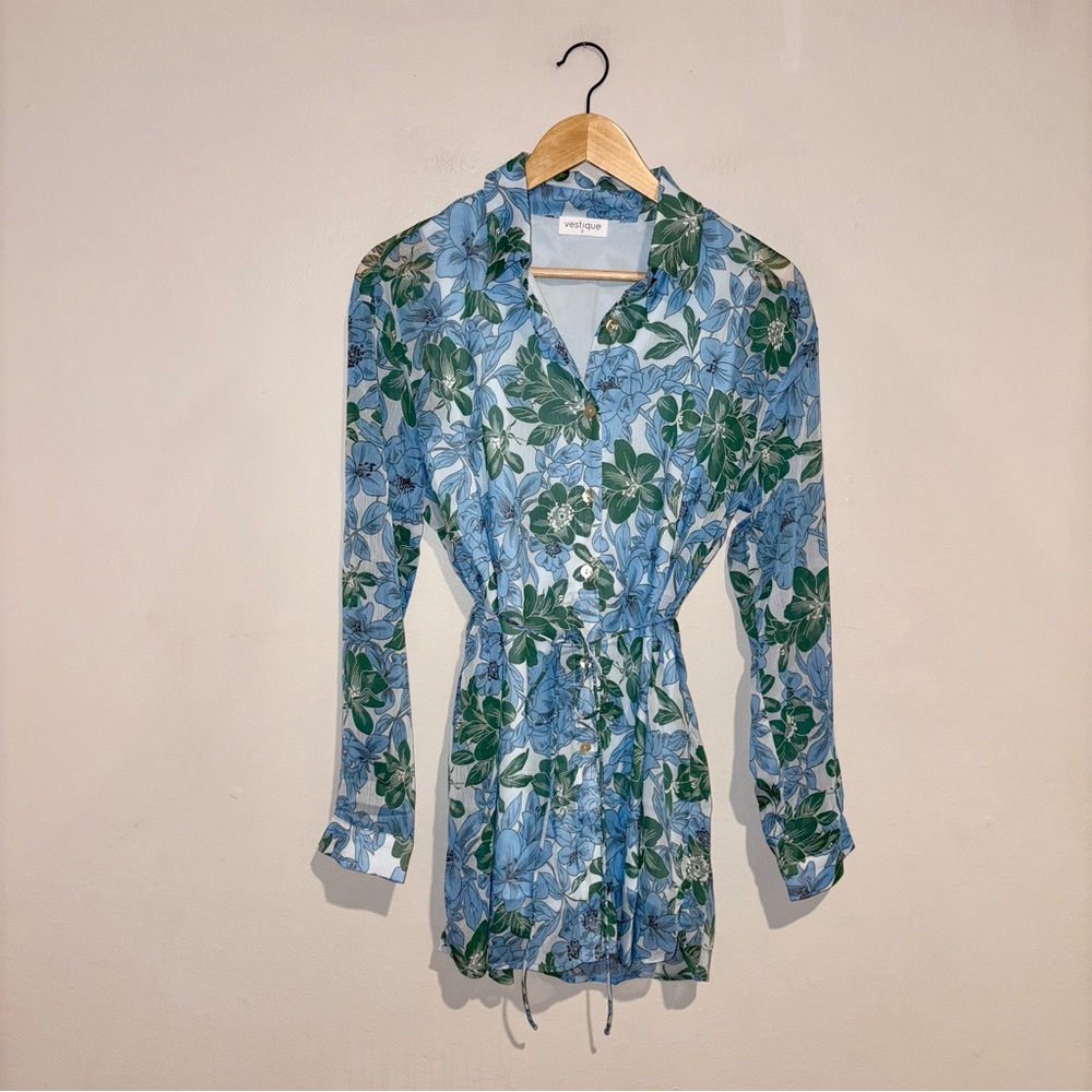Vestique Floral Button-Up Collared Dress Sz S